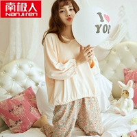 Đồ ngủ cotton ở Nam Cực mùa xuân và mùa thu dài tay mỏng phần rộng kích thước lớn tay áo bat dịch vụ nhà phù hợp với mùa thu mỏng phần đồ bộ mặc nhà