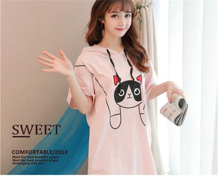 Nam Cực lỏng lẻo phiên bản Hàn Quốc của áo ngủ nữ nửa mùa hè tay áo có thể mặc bên ngoài váy ngủ cotton phục vụ nhà 2018 mới đầm nữ