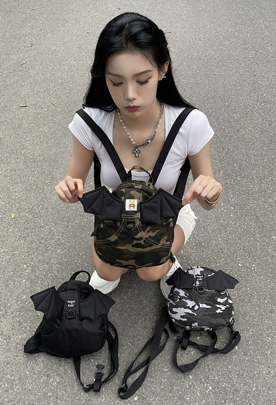 Angel Kids Japanese and Korean Style Trendy Camouflage Wings Fashion Unisex Internet Celebrity Little Devil Anti-Lost Backpack Angel Kids Japanese and Korean Style Trendy Camouflage Wings Fashion Unisex Internet Celebrity Little Devil Anti-Lost Backpack