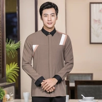 Кофе -Королевая мужская рубашка [Три полосы длинных рукава]