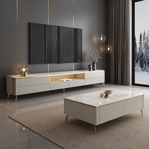 TV cabinet Simple modern luxury high-end rock plate small household tea table combined high foot living room TV cabinet