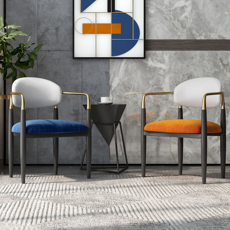 Light luxury dining chair post-modern designer stainless steel leisure chair simple modern balcony living room sales department negotiation chair