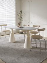 Modern minimal restaurant cream windyan plate table household small household network red holy grail rectangular dining table and chair combination