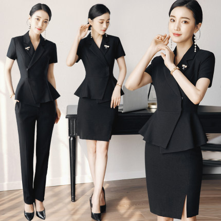 2018新款西装套装女夏季美容师工作服销售正