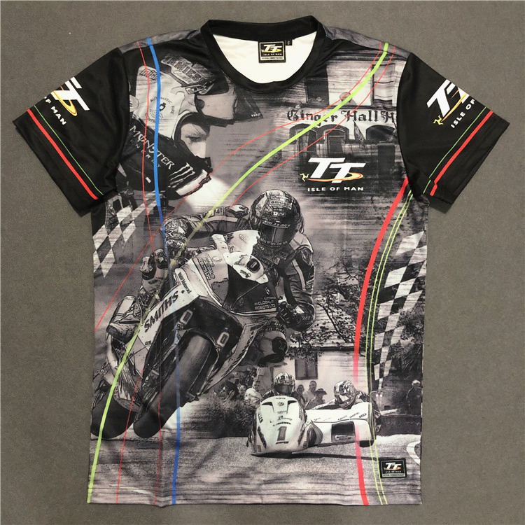 Summer Man Island TT Series Remembrance Edition speed dry locomotive short sleeve speed drop skyscraper T-shirt Ferro Costume Male