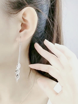 Pure Silver Ear Rings Women 2021 Trendy Fashion Hollowed-out Leaves Stream Suelles Ultra Fairys Long Anti-Lose Ear Ornaments