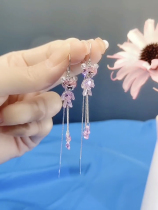 Small Ear Ornaments 2021 Trendy New Pure Silver Earline Female Fashion Cute Pink Small Bear Earrings Anti-Lose Earrings