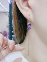 s925 Pure Silver Earrings Woman 2021 New Chaos Fashion Small Fox Streaming Suear Line Super Fairy Anti-Lose Ear Ornaments