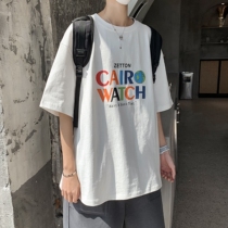 Port Wind T-shirt Male loose tide Tide Clothing Mens Ins Summer Half sleeves 100 lap design for a small crowd of short sleeve men