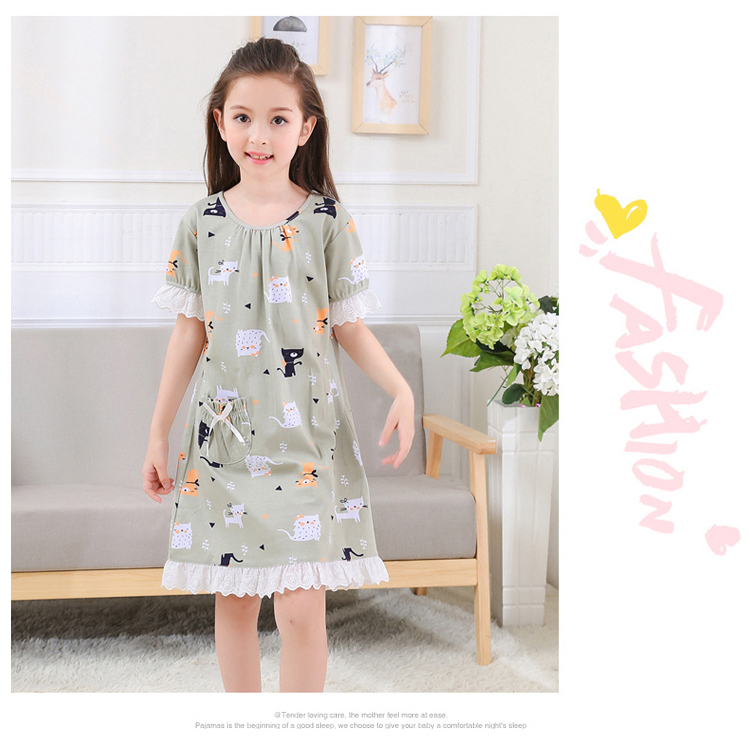 Mùa hè cha mẹ và con trẻ em đồ ngủ cotton trẻ em của bé gái cô gái ngắn tay mẹ và con gái nightdress nhà quần áo phần mỏng đồ ngủ nam