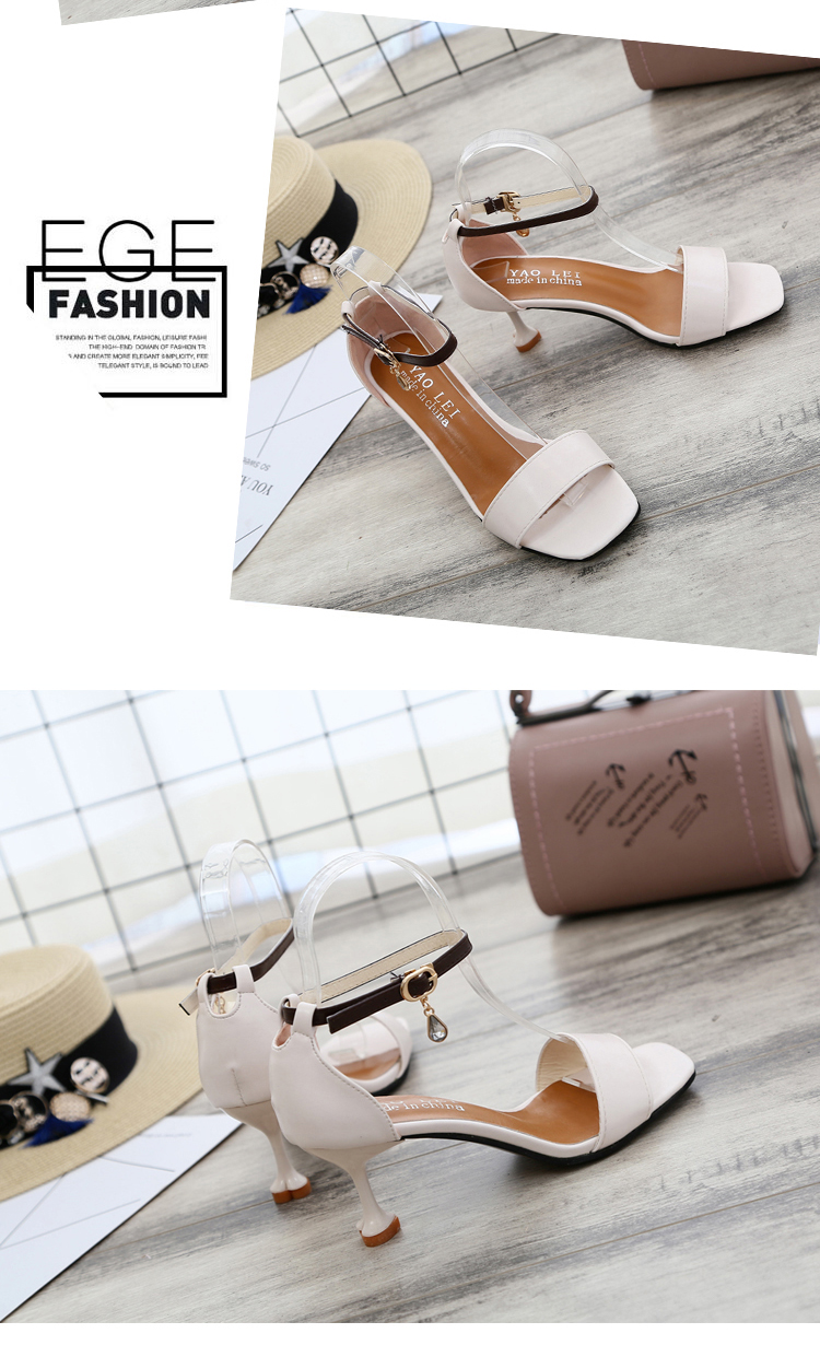 Giày cao gót đế vuông đế xuồng châu Âu sandal cao gót màu nude 2018 hè mới khóa thời trang mới với giày nữ sandal vento