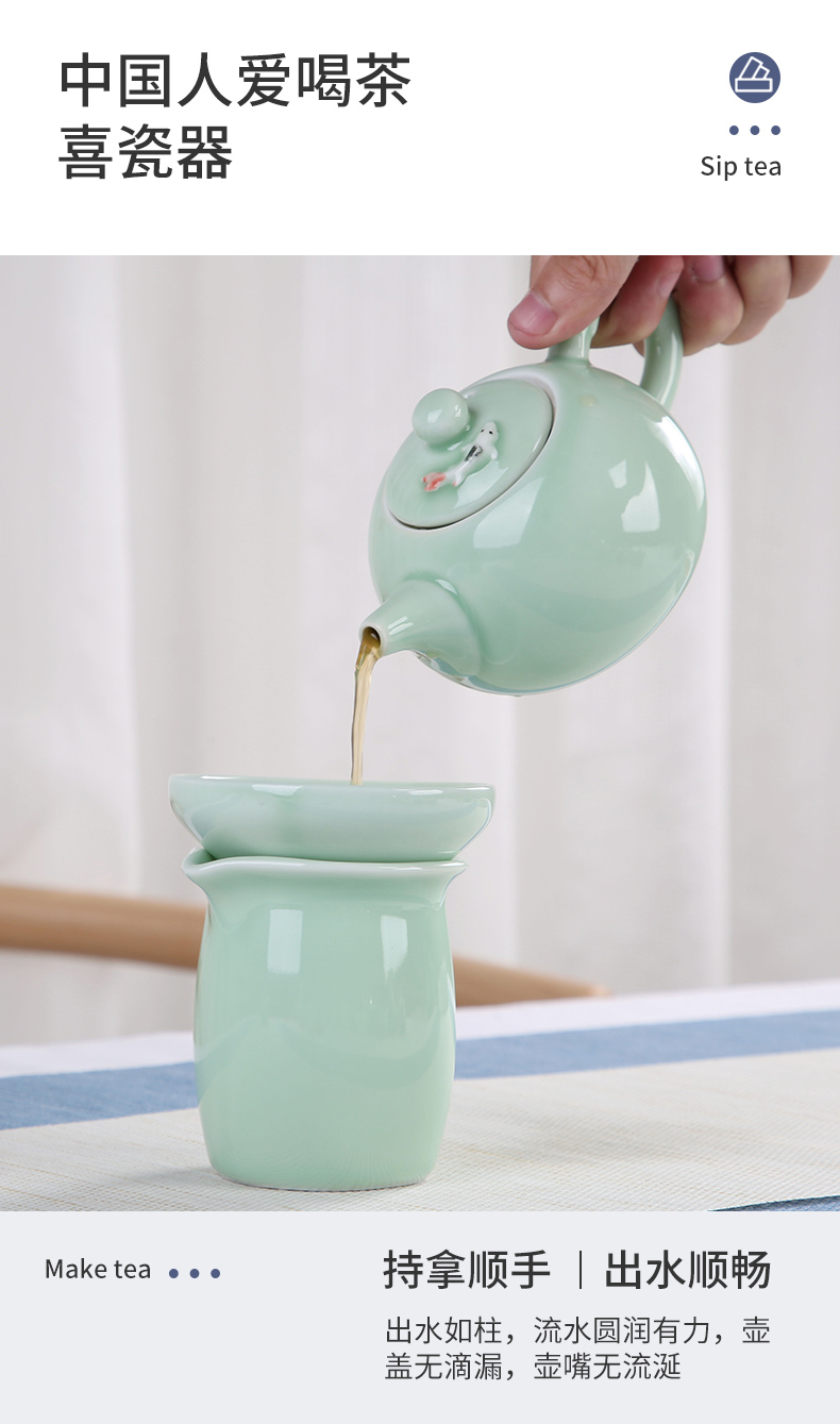 Kung fu tea set household contracted ceramic sand embellish celadon fish Japanese is suing travel all - in portable tea tray