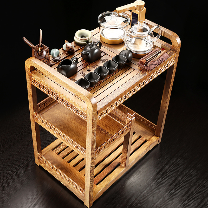 Sand stone embellish sharply wenge mobile car kung fu tea health glass pot of tea tea tray was small tea table tea tank