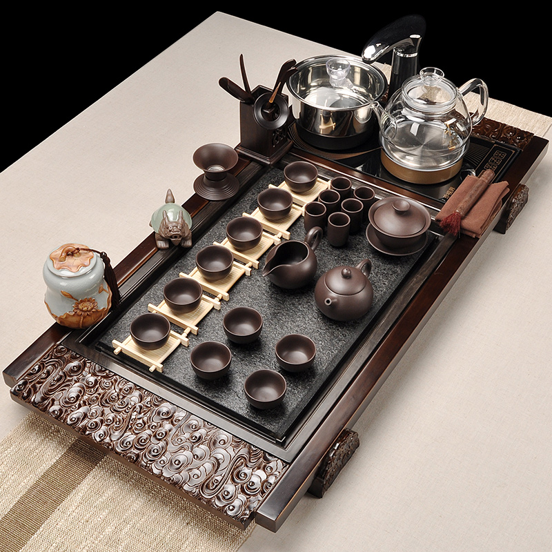 Sand run automatic tea set home health pot of kung fu tea set sharply stone solid wood tea tray of a complete set of tea taking