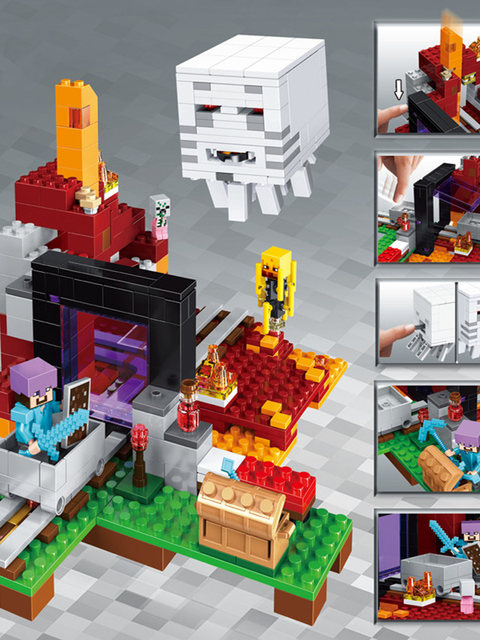 New Minecraft Series Dungeon Underworld Portal Next Boundaries Men's Puzzle Assembling Building Blocks Toy Gift