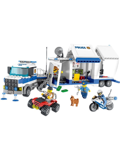 New urban police series mobile command center car and motorcycle men's puzzle assembled building block toy gift