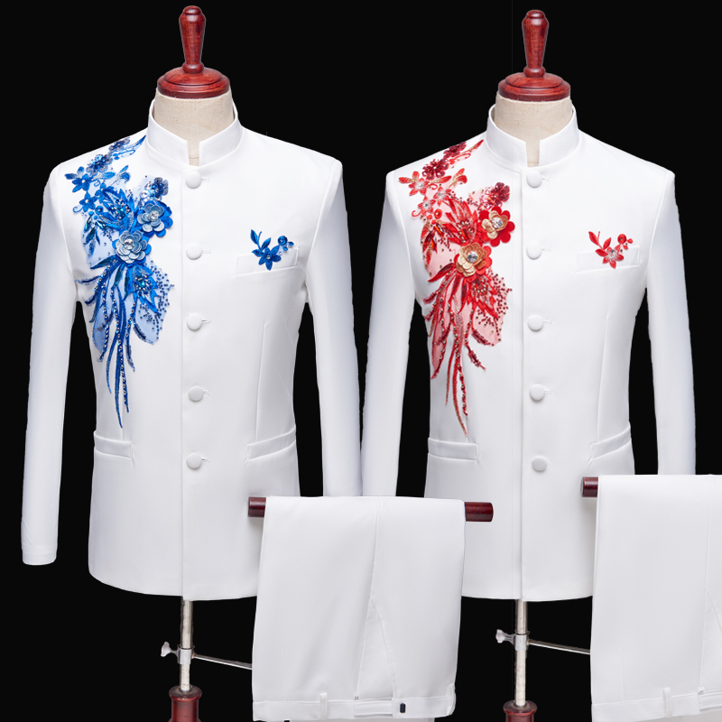 Zhongshan Suit Choir Performance Costume Youth Sequin Adult Men's Stage Performance Clothing Host Singer Dress