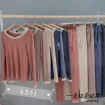 6301 new comfortable wool heating contrast color lace warm suit
