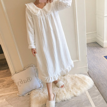 Winter Korean version of nightgown long flannel pajamas women autumn and winter thickened coral velvet home clothing court princess style