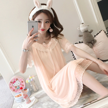 Palace pajamas female summer thin lace nightgown female spring and autumn cotton sweet princess wind loose 2021 New