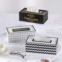 Nordic simple tissue box ornaments living room decorations European wooden paper box light luxury style napkin storage box