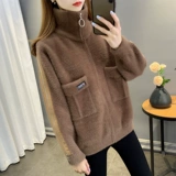 Короткая модная куртка с молнией, демисезонный трикотажный лонгслив, кардиган, коллекция 2023