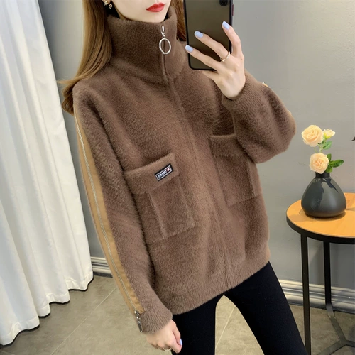 Короткая модная куртка с молнией, демисезонный трикотажный лонгслив, кардиган, коллекция 2023