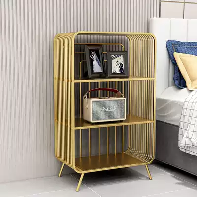 Nordic luxury living room Iron bookshelf display rack floor bedroom small bookcase metal window cabinet storage rack