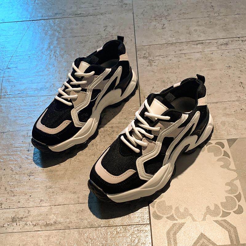 Tide Card Tennis Red Old Daddy Shoes Women Genuine Leather 2022 Spring Autumn Season New 100 Hitch Plate Thickness bottom heightening sports casual shoes