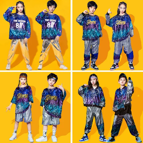 Детские барабаны в стиле хип-хоп, костюм, блестки для ногтей, комплект подходит для мужчин и женщин