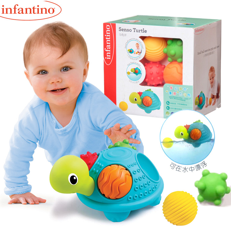Infantino Baby Tino Baby Sensory Cognition Turtle Car Suit Hand Grab Ball Multi-Textured Ball Bath Toy