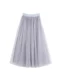 Spring and autumn three-layer mesh skirt fluffy skirt long skirt skirt princess skirt big sway skirt midi skirt versatile solid color