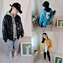 Children's baseball cotton-padded clothes for boys and girls with foreign style diamond letters padded cotton coat Korean baby padded casual cotton-padded jacket