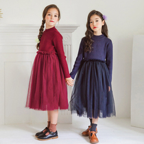 Children's sweater yarn dress autumn and winter new girl princess knit skirt Korean version of the children's dress sweater skirt