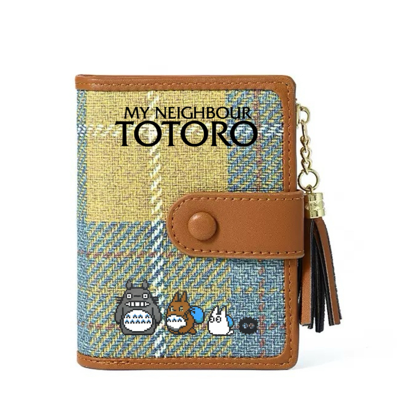 Totoro-Themed Wallet, Short Geometric Pattern Card Holder, 2025 Women's High-End Zipper Coin Purse