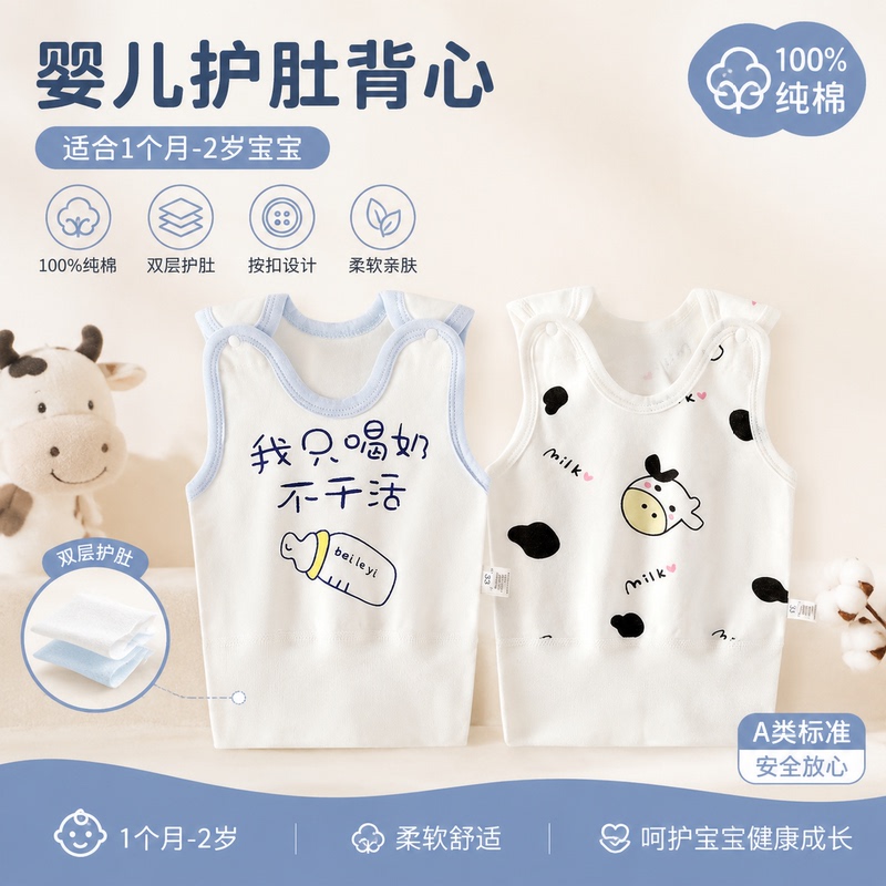 Baby Vest, Autum Style, Pure Cotton, Newborn Belly Protection Sleeveless Top, Unisex Baby Camisole, Suitable for All Seasons, Inner Wear Base Layer Baby Vest, Autum Style, Pure Cotton, Newborn Belly Protection Sleeveless Top, Unisex Baby Camisole, Suitable for All Seasons, Inner Wear Base Layer