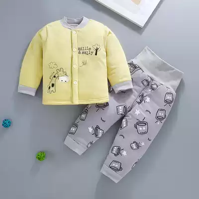 Children's autumn suit Boy baby 0-1 year old newborn warm and thick baby girl clothes autumn and winter cotton coat