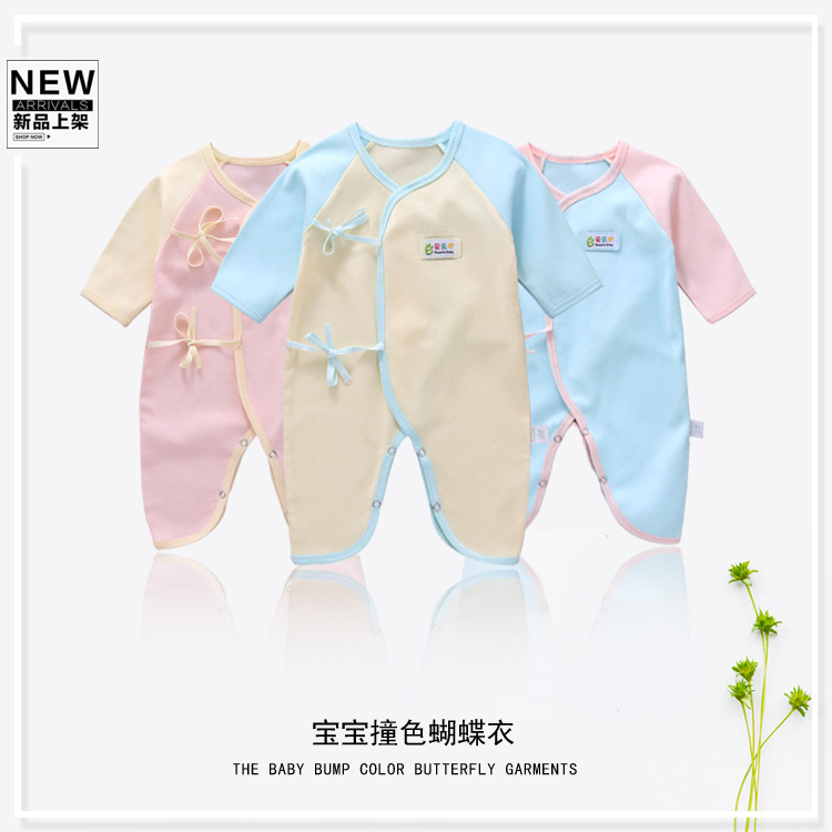 Quần áo sơ sinh 0-3 tháng bông mùa xuân bé bướm áo choàng nhà sư quần áo bé onesies 1 mùa hè 6