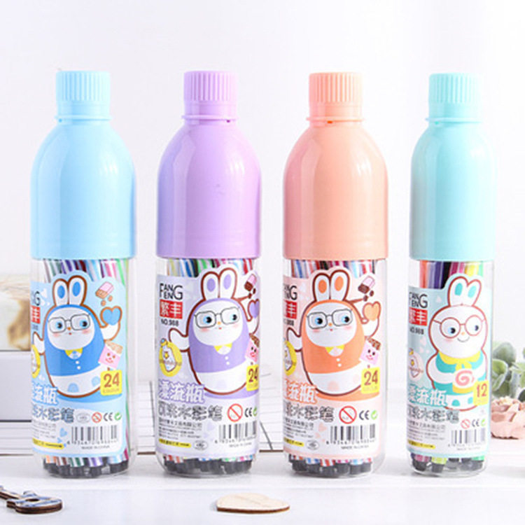 Kindergarten 12 Color Painting Paintbrush Innocuous Washable Watercolor Pen Suit 24 36 Color for children Elementary students