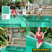 Pandora Red Swimming Pool Small Ice Cracked Green Mosaic Tile Ceramic House Bath Ball Tile