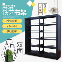 Steel bookshelf combination home bedroom library iron bookshelf reading room school bookstore single-sided display rack