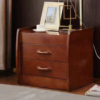 Simple modern simple bedroom European Mini small apartment large bedside cabinet full solid wood bedside table solid wood