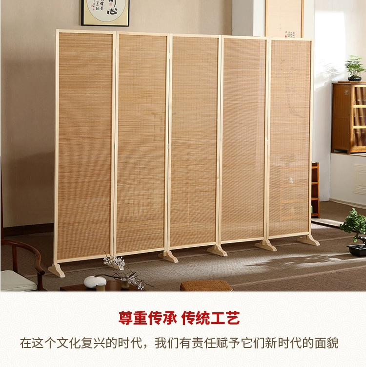 vách ngăn van phong Màn hình vách ngăn lối vào kiểu Trung Quốc bằng gỗ nguyên khối gấp màn hình nhà phòng ngủ phòng khách đơn giản tre hiện đại màn hình di động vách ngăn xếp vách ngăn phòng ngủ bằng nhựa