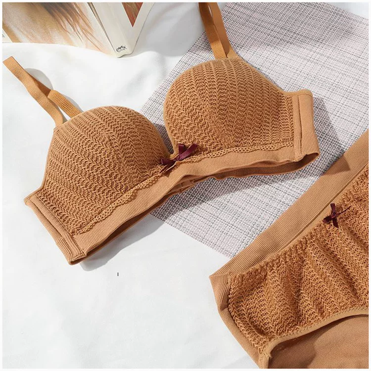 Push up bra, set, wireless bra, supporting demi-season underwear