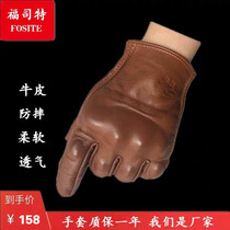 Locomotive anti-fall riding knight equipped motorcycle mens retro Harley Four Seasons winter genuine leather brown cow leather gloves