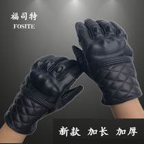 Winter motorcycle Harley cross-country locomotive thickened anti-cold and warm anti-real leather retro male and female knight gloves