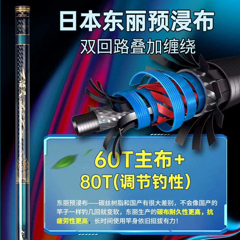 普锐斯 Zhu Tian MAX ultra -hard fishing rod ultra -light hard high -carbon automatic cone -resistant card festival fishing traditional pole