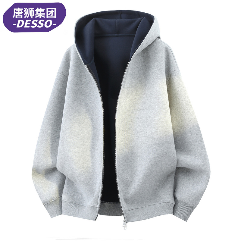 Tangshi Group Desso Heavyweight Hooded Sweatshirt Cardigan for Men and Women, Versatile Solid Color Jacket for Spring, Autumn, and Winter Tangshi Group Desso Heavyweight Hooded Sweatshirt Cardigan for Men and Women, Versatile Solid Color Jacket for Spring, Autumn, and Winter