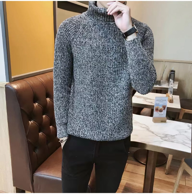 Áo len nam dày mùa đông xu hướng mới áo len cao cổ nam phiên bản Hàn Quốc của áo len trẻ trung áo len rộng