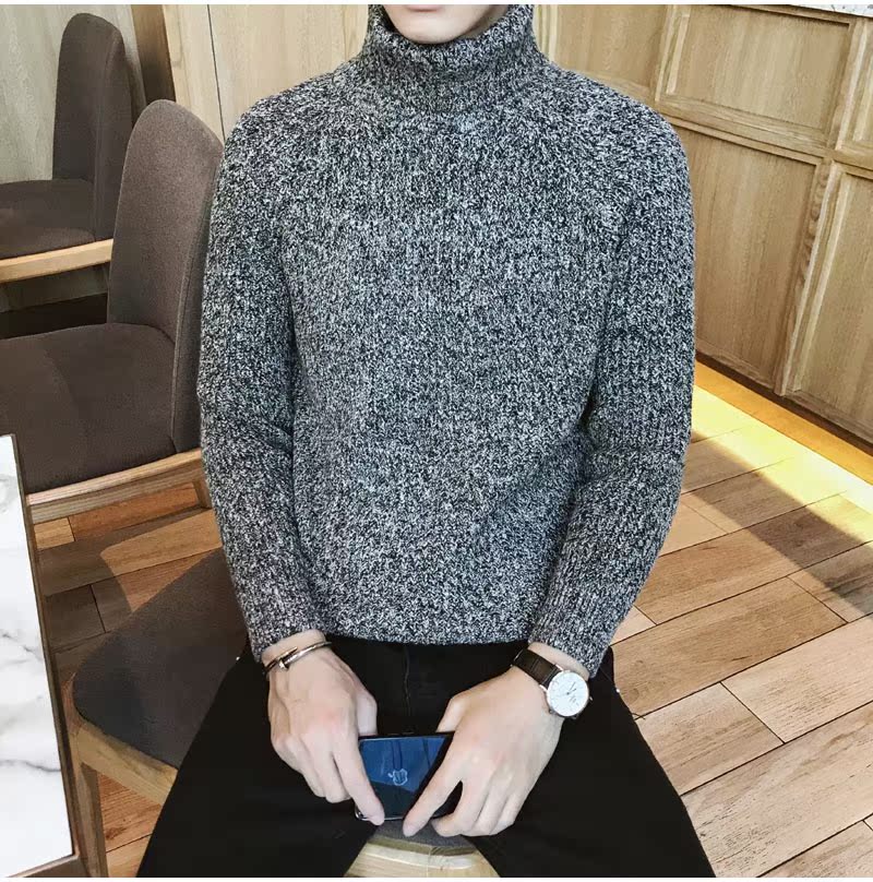 Áo len nam dày mùa đông xu hướng mới áo len cao cổ nam phiên bản Hàn Quốc của áo len trẻ trung áo len rộng áo len trung niên